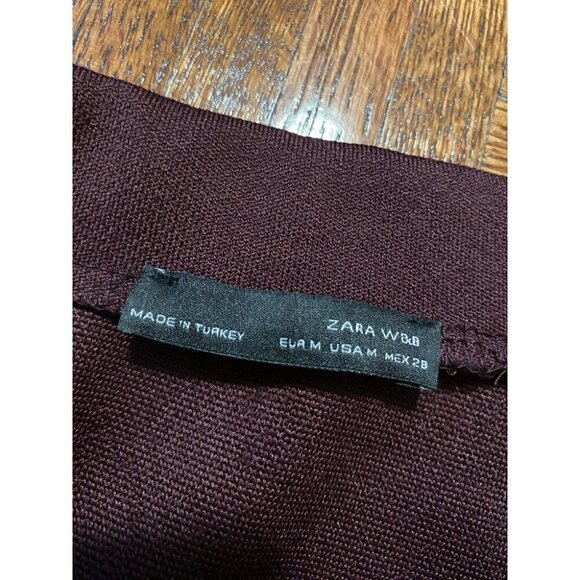 Zara Skirt Women's Medium Purple Knee Length Stretch High Waist - Picture 2 of 3